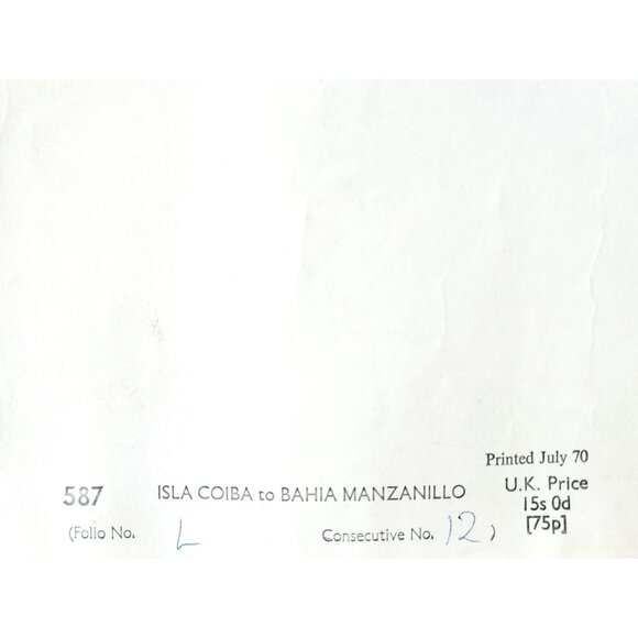 1970 Nautical Ship Map Isla Coiba To Bahia Manzanillo 50"x28" Sailing MAPS - Picture 9 of 9